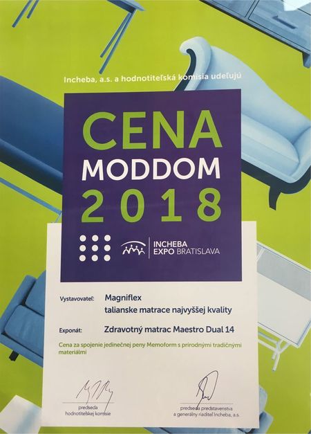 Luxusní zdravotní matrace Maestro získala CENU MODDOM 2018