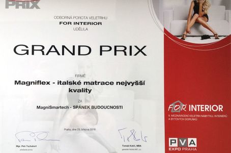 Magniflex získal ocenění GRAND PRIX za nejlepší výrobek veletrhu FOR INTERIOR 2018